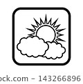 Simple weather icon with a border featuring clouds and the sun. 143266896