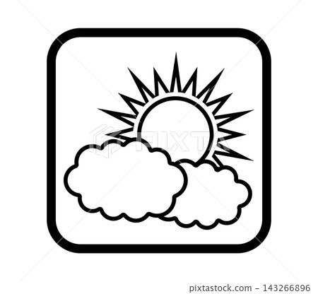 簡單的天氣圖標，邊框圖案為雲朵和太陽。 143266896
