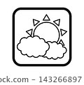 Simple weather icon with a border featuring clouds and the sun. 143266897