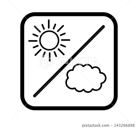 Simple weather icon with a border featuring clouds and the sun. Simple weather icon with a border featuring clouds and the sun. 143266898