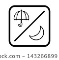 Simple weather icon featuring a framed umbrella and moon. 143266899