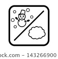 Simple weather icon featuring a snowman and clouds with a frame. 143266900