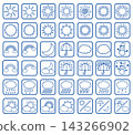 Simple weather icon set with border (blue) 143266902