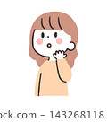 An illustration of a woman thinking with her hand on her chin. 143268118