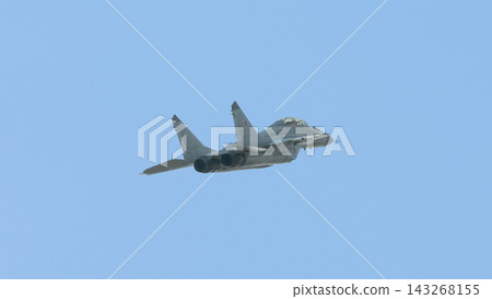 A Russian Air Force MiG-35D Fulcrum F fighter jet in flight. A Russian Air Force MiG-35D Fulcrum F fighter jet in flight. 143268155