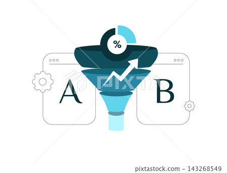 Conversion rate optimization for A/B testing, sales funnel improvement and landing page performance. Website testing, user experience and analytics for higher conversions, vector illustration Conversion rate optimization for A/B testing, sales funnel improvement and landing page performance. Website testing, user experience and analytics for higher conversions, vector illustration 143268549