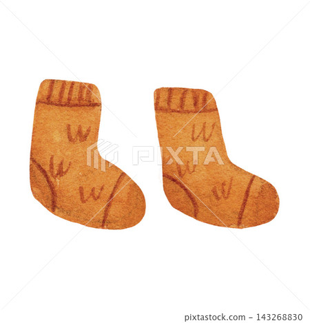 Hand Painted Watercolor Cozy Autumn Socks Clipart Hand Painted Watercolor Cozy Autumn Socks Clipart 143268830