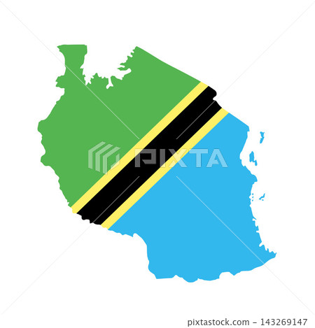 Vector isolated illustration of Tanzania map and flag. Vector isolated illustration of Tanzania map and flag. 143269147