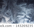 ice texture on a frozen window, abstract 143269235