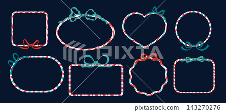 Candy Cane Frames With Bows Cartoon Candy Cane Frames With Bows Cartoon 143270276