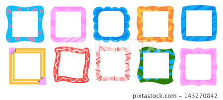 Frame Set Decorative Square Borders Cartoon Frame Set Decorative Square Borders Cartoon 143270842