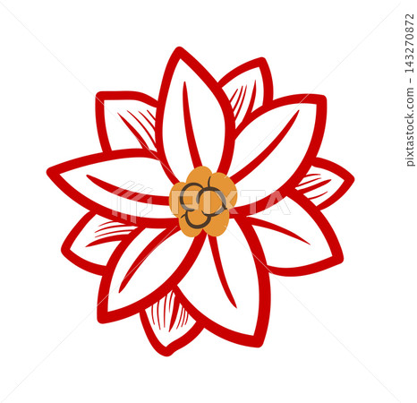 Poinsettia Bloom Line Art 143270872