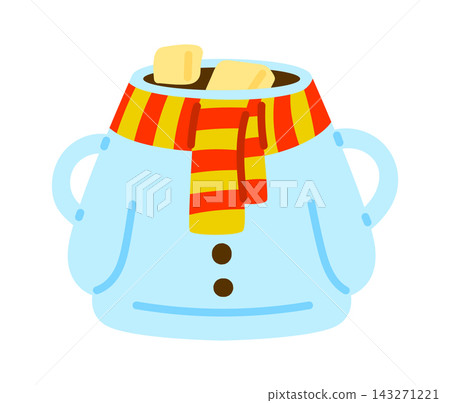 Christmas Hot Drink Mug With Marshmallow Winter Cartoon Christmas Hot Drink Mug With Marshmallow Winter Cartoon 143271221