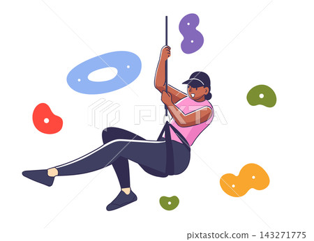 Climber Rappelling Indoor Wall Cartoon 143271775