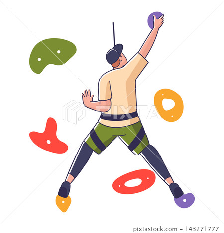 Climber Scaling Indoor Wall Cartoon Climber Scaling Indoor Wall Cartoon 143271777