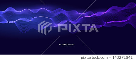 Big Data Flow Glowing Waves On Blue Background. Wavy Lines BG Abstract AI Neural Network Digital Communication Concept. Futuristic Tech Design. Vector Illustration Big Data Flow Glowing Waves On Blue Background. Wavy Lines BG Abstract AI Neural Network Digital Communication Concept. Futuristic Tech Design. Vector Illustration 143271841