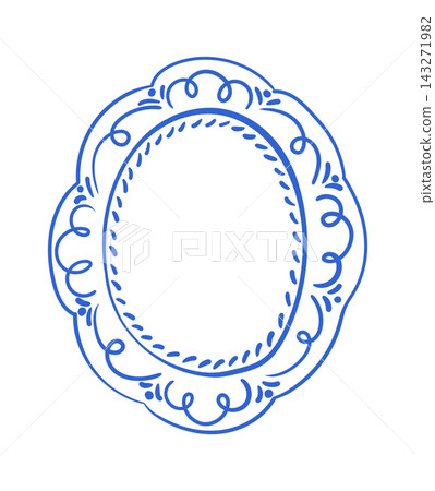 Frame Oval Swirl Border Line Art Frame Oval Swirl Border Line Art 143271982