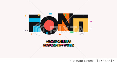 font alphabet letters. Modern logo typography. Color creative art typographic design. Festive letter set for rainbow logo, headline, color cover title, joy monogram. Isolated vector typeset. font alphabet letters. Modern logo typography. Color creative art typographic design. Festive letter set for rainbow logo, headline, color cover title, joy monogram. Isolated vector typeset. 143272217