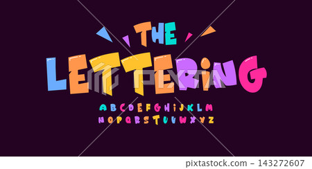 Colorful Cartoon Kids Font Alphabet. Fun Playful Bold Letters for Children Design, Posters, Games, Education, Birthday Party, Logo, Branding. Youthful typography. Vector typeset Colorful Cartoon Kids Font Alphabet. Fun Playful Bold Letters for Children Design, Posters, Games, Education, Birthday Party, Logo, Branding. Youthful typography. Vector typeset 143272607