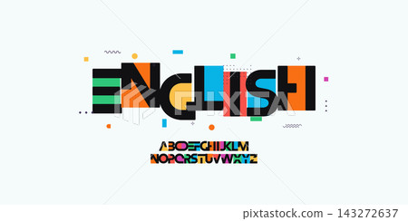 English font alphabet letters. Modern logo typography. Color creative art typographic design. Festive letter set for rainbow logo, headline, color cover title, joy monogram. Isolated vector typeset. English font alphabet letters. Modern logo typography. Color creative art typographic design. Festive letter set for rainbow logo, headline, color cover title, joy monogram. Isolated vector typeset. 143272637