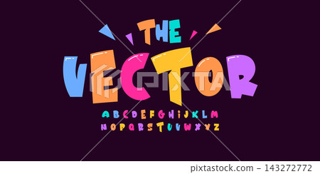 Colorful Cartoon Kids Font Alphabet. Fun Playful Bold Letters for Children Design, Posters, Games, Education, Birthday Party, Logo, Branding. Youthful typography. Vector typeset Colorful Cartoon Kids Font Alphabet. Fun Playful Bold Letters for Children Design, Posters, Games, Education, Birthday Party, Logo, Branding. Youthful typography. Vector typeset 143272772