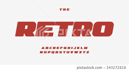 Retro sport font thick alphabet fat letters. Wide bold letter set for vintage car, retro speed race, auto repair shop headline title logo. Vector typeset. Retro sport font thick alphabet fat letters. Wide bold letter set for vintage car, retro speed race, auto repair shop headline title logo. Vector typeset. 143272818