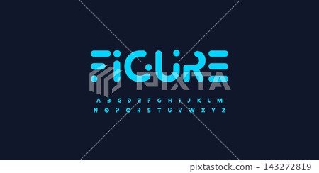 Rounded Futuristic Font AI Logo Cutout Alphabet Bold Letter Set Wide Typography, Dotted Typographic Design for Digital Title Text, Smart Technology, Future Tech Headline. Vector Typeface 143272819