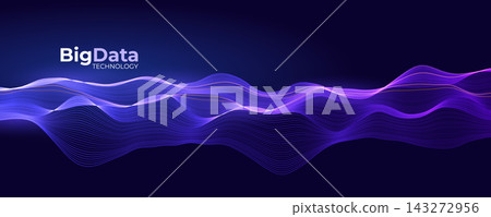 Big Data Flow Glowing Waves On Blue Background. Wavy Lines BG Abstract AI Neural Network Digital Communication Concept. Futuristic Tech Design. Vector Illustration Big Data Flow Glowing Waves On Blue Background. Wavy Lines BG Abstract AI Neural Network Digital Communication Concept. Futuristic Tech Design. Vector Illustration 143272956
