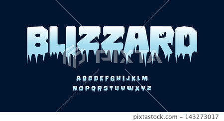 ice alphabet, icy icicles sans serif, melting letters, funny paint festival font for skating rink logo or winter festival headline, rough cartoon typography, typographic design. Vector typeset ice alphabet, icy icicles sans serif, melting letters, funny paint festival font for skating rink logo or winter festival headline, rough cartoon typography, typographic design. Vector typeset 143273017