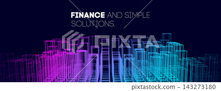 Tech building ai city background with line smart. Blue abstract concept vector future infrastructure architecture illustration. Network data urban industry design for digital. Tech building ai city background with line smart. Blue abstract concept vector future infrastructure architecture illustration. Network data urban industry design for digital. 143273180