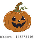 Hand drawn cute cartoon Jack o Lantern vector illustration isolated on white bakground. 143273446