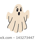 Hand drawn cute cartoon ghost vector illustration isolated on white bakground. 143273447