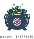 Hand drawn Halloween Witch Cauldron vector illustration isolated on white bakground. 143273449