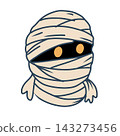 Hand drawn cute cartoon mummy vector illustration isolated on white bakground. 143273456