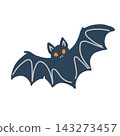 Hand drawn Halloween flying bat vector illustration isolated on white bakground. 143273457