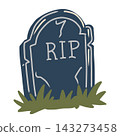 Hand drawn Halloween Tombstone vector illustration isolated on white bakground. 143273458