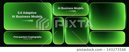 Green glass text box with neon icon and light button. Glowing rectangle 3d frame for digital blue game ui. Neon line vector element for futuristic interface design. Green glass text box with neon icon and light button. Glowing rectangle 3d frame for digital blue game ui. Neon line vector element for futuristic interface design. 143273586