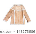 Men's sheepskin coat on a white background. Back side. 143273686