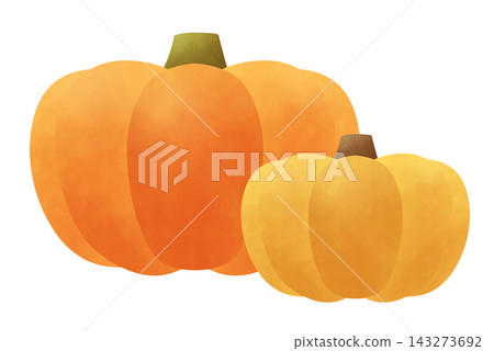 A set of illustrations featuring orange and yellow Halloween pumpkins. A set of illustrations featuring orange and yellow Halloween pumpkins. 143273692