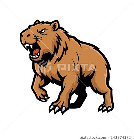 capybara mascot logo illustration vector design template simple and modern style 143274372