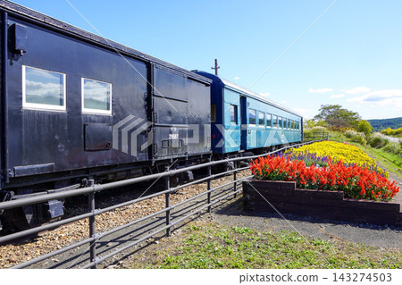 堀內鐵路紀念博物館保存完好的鐵路車廂和美麗的花園 143274503