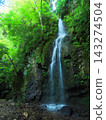 Summer in Yurihama Town, Tottori Prefecture: The famous waterfall "Fudo Falls" 143274504