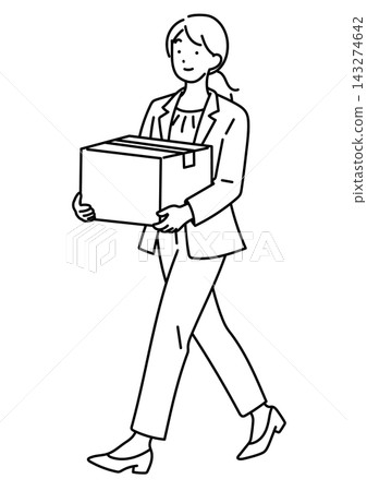 An illustration of a female office worker carrying cardboard boxes while cleaning. An illustration of a female office worker carrying cardboard boxes while cleaning. 143274642