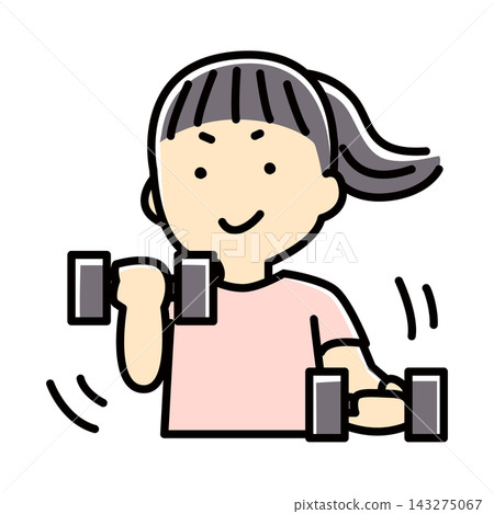 Breast enhancement for women doing dumbbell training - Full color Breast enhancement for women doing dumbbell training - Full color 143275067