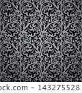 Flower pattern. Seamless gray and black ornament. Graphic vector background 143275528