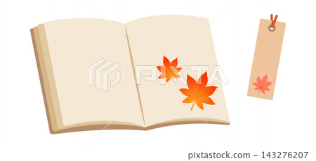 秋天是閱讀的季節 / 一本打開的書和壓平的秋葉 秋天是閱讀的季節 / 一本打開的書和壓平的秋葉 143276207