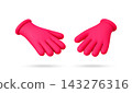 3D Pink Rubber Cleaning Gloves Isolated on White 143276316