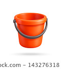3D Orange Plastic Bucket With Carry Handle 143276318