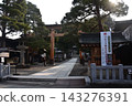 Sakurayama Hachimangu Shrine and a beautiful sunrise in Takayama City, Gifu Prefecture, Japan. Morning scene during the Takayama Festival in Spring. 143276391