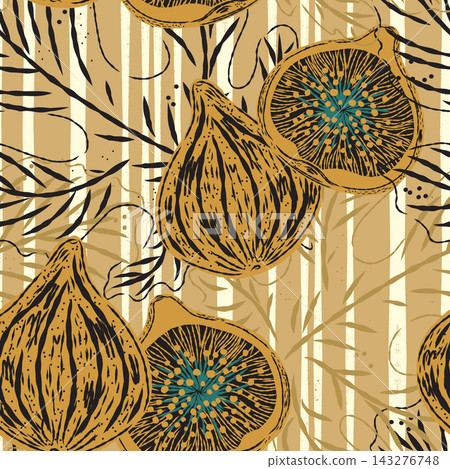 seamless pattern with garlic and dill seamless pattern with garlic and dill 143276748